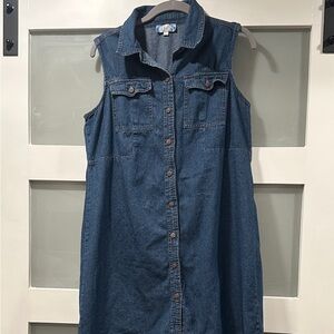 Casual Blue Sleeveless Polo Collar Midi Dress